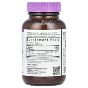 Bluebonnet Nutrition D. Salina Betacaroteno 7.500 mcg (25.000 UI) 90 Cápsulas Softgel