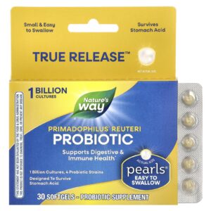 Natures Way Probiótico Primadophilus Reuteri 1 Bilhão 30 Cápsulas Softgel