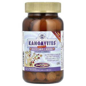 Solgar Kangavites Fórmula Infantil Completa de Multivitamínicos e Minerais sabor BouncinBerry 120 comprimidos mastigáveis