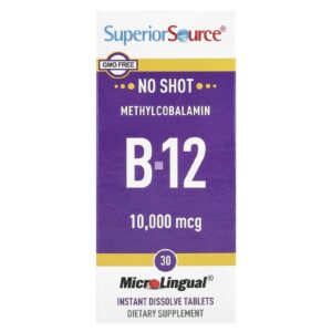 Superior Source Mecobalamina B-12 10.000 mcg 30 Comprimidos MicroLingual® de Dissolução Instantânea