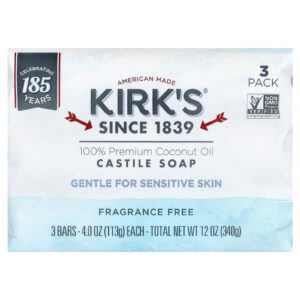 Kirks Sabonete de Castela com Óleo de Coco 100% Premium Sem Perfume 3 Barras 113 g (4 oz) Cada