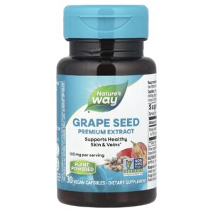 Natures Way Extrato Premium de Semente de Uva 100 mg 30 Cápsulas Veganas