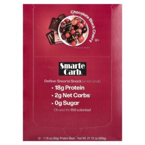 NuGo Nutrition Barra de Proteína Smarte Carb® Cereja Negra com Chocolate 12 Barras 50 g (176 oz) Cada