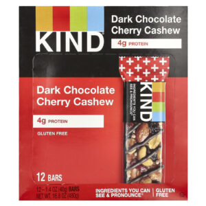 KIND Bars Tipo Plus Chocolate Amargo Cereja e Castanha de Caju + Antioxidantes 12 Barras 40 g (14 oz) Cada