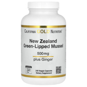 California Gold Nutrition Perna canaliculus da Nova Zelândia com Extrato de Gengibre 500 mg 240 Cápsulas Vegetais