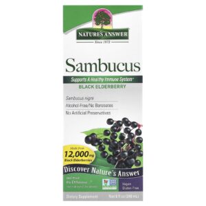 Natures Answer Sambucus Sabugueiro Preto Sem Álcool 2.500 mg 240 ml (8 fl oz)