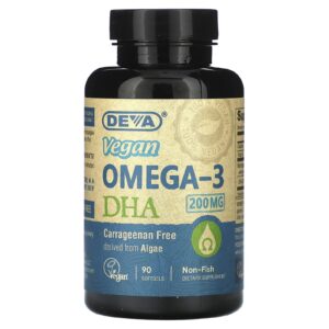 Deva Ômega-3 DHA Vegano 200 mg 90 Cápsulas Softgel