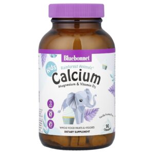 Bluebonnet Nutrition Kids Rainforest Animalz® Cálcio e Magnésio e Vitamina D3 Glacê de Baunilha 90 Gomas Mastigáveis