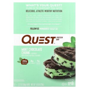 Quest Nutrition Barra de Proteínas Pedaços de Chocolate de Hortelã 12 Barras 60 g (212 oz) Cada