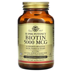 Solgar Biotina 5.000 mcg 100 Cápsulas Vegetais
