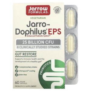 Jarrow Formulas Jarro-Dophilus EPS 25 Bilhões 60 Cápsulas Vegetais de Enteroguard