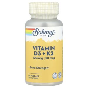 Solaray Vitamina D3 + K2 Sem Soja 60 Cápsulas Vegetais