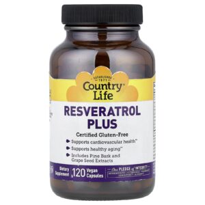 Country Life Resveratrol Plus 120 Cápsulas Veganas
