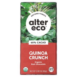 Alter Eco Barra de Chocolate Amargo Orgânico Quinoa Crocante 60% Cacau 80 g (282 oz)