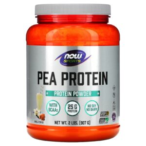 NOW Foods Sports Proteína de Ervilha Sabor Caramelo de Baunilha 907 g (2 lbs)