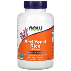 NOW Foods Levedura de Arroz Vermelho 600 mg 240 Cápsulas Vegetais