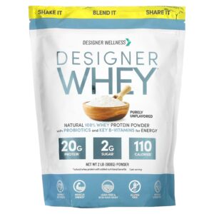 Designer Wellness Designer Whey Proteína de Whey 100% Natural Pura Sem Sabor 2 lbs (908 g)