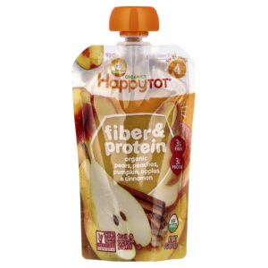 Happy Family Organics Happy Tot® Fibra e Proteína Para Maiores de 2 Anos Pera Orgânica Pêssego Abóbora Maçã e Canela 113 g (4 oz)