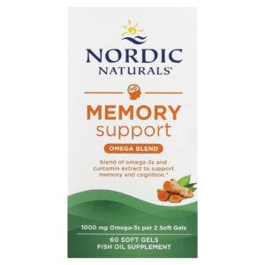 Nordic Naturals Suporte à Memória Mistura de Ômega 60 Cápsulas Softgel