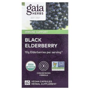 Gaia Herbs Sabugueiro Preto 60 Cápsulas Veganas