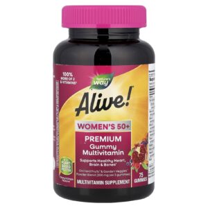 Natures Way Alive! Multivitamínico Premium em Gomas para Mulheres Acima de 50 Anos Cereja e Uva 75 Gomas