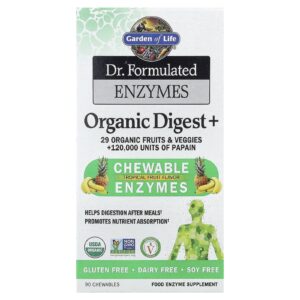 Garden of Life Enzimas Formuladas por Médicos Organic Digest + Sabor Frutas Tropicais 90 Mastigáveis