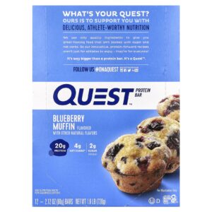 Quest Nutrition Barra de Proteína Muffin de Mirtilo 12 Barras 60 g (212 oz) Cada