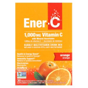 Ener-C Vitamina C Mistura para Bebidas Multivitamínicas Laranja 1.000 mg 30 Pacotes 867 g (03 oz) Cada