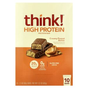 Think ! Barras com Alto Teor de Proteína Manteiga de Amendoim Cremosa 10 barras 60 g (21 oz) cada