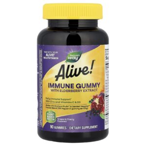 Natures Way Goma para Imunidade Alive!® com Extrato de Sabugueiro Uva e Cereja 90 Gomas