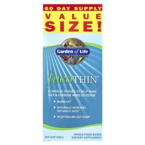 Garden of Life FucoThin Queimador de Gordura Natural Não Estimulante 180 Cápsulas Softgel