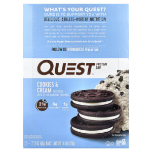Quest Nutrition Barra de Proteína Biscoitos e Creme 12 Barras 60 g (212 oz) Cada