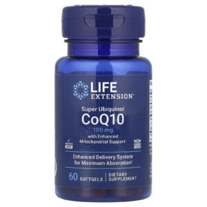 Life Extension Super Ubiquinol CoQ10 com Enhanced Mitochondrial Support 100 mg 60 Cápsulas Softgel