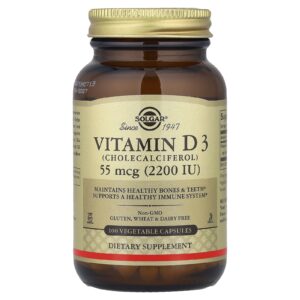 Solgar Vitamina D3 55 mcg (2.200 UI) 100 Cápsulas Vegetais