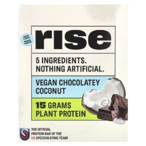 Rise Bar Barra de Proteína Coco com Chocolate Vegano 12 Barras 60 g (21 oz) Cada