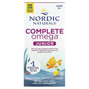 Nordic Naturals Complete Omega Junior Limão De 6 a 12 anos 180 Mini Cápsulas Softgel