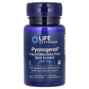 Life Extension Pycnogenol Extrato da Casca de Pinheiro Marítimo Francês 100 mg 60 Cápsulas Vegetarianas