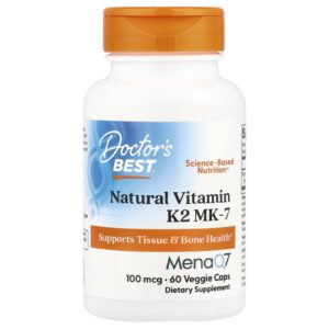 Doctors Best Vitamina K2 MK-7 Natural com MenaQ7 100 mcg 60 Cápsulas Vegetais