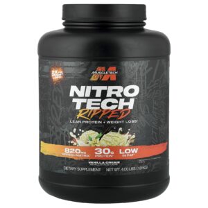 MuscleTech Nitro-Tech® Ripped Proteína Magra + Perda de Peso Creme de Baunilha 181 kg (4 lb)