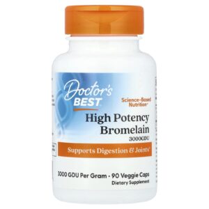 Doctors Best Bromelaína de Alta Potência 3000 GDU 500 mg 90 Cápsulas Vegetais