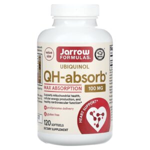 Jarrow Formulas Ubiquinol QH-Absorb Absorção Máxima 100 mg 120 Cápsulas Softgel