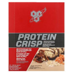 BSN Protein Crisp Barra Repleta de Proteínas Pretzel de Caramelo Salgado 12 Barras 57 g (201 oz)