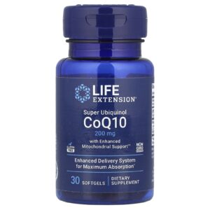 Life Extension Super Ubiquinol CoQ10 com Enhanced Mitochondrial Support 200 mg 30 Cápsulas Softgel