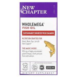New Chapter Óleo de Peixe Wholemega 120 Cápsulas Softgel Sem BSE