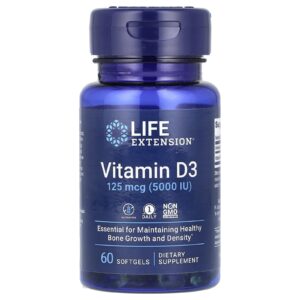 Life Extension Vitamina D3 125 mcg (5.000 UI) 60 Cápsulas Softgel