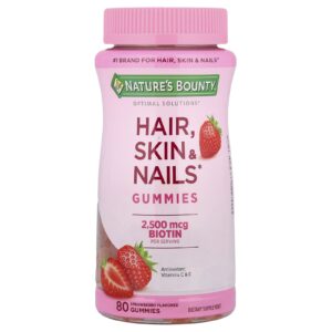Natures Bounty Optimal Solutions® Gomas para Cabelos Pele e Unhas Sabor Morango 80 Gomas