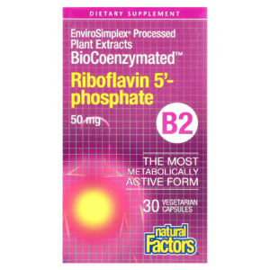 Natural Factors BioCoenzymated™ B2 Fosfato de Riboflavina 50 mg 30 Cápsulas Vegetarianas