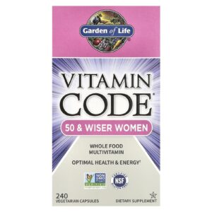 Garden of Life Vitamin Code® Multivitamínico Integral para Mulheres Acima de 50 Anos de Idade 240 Cápsulas Vegetarianas