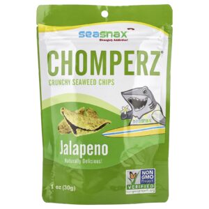 SeaSnax Chomperz® Chips Crocantes de Algas Marinhas Jalapeño 30 g (1 oz)