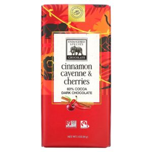 Endangered Species Chocolate Barra de Chocolate Amargo Canela Caiena e Cerejas 60% Cacau 85 g (3 oz)